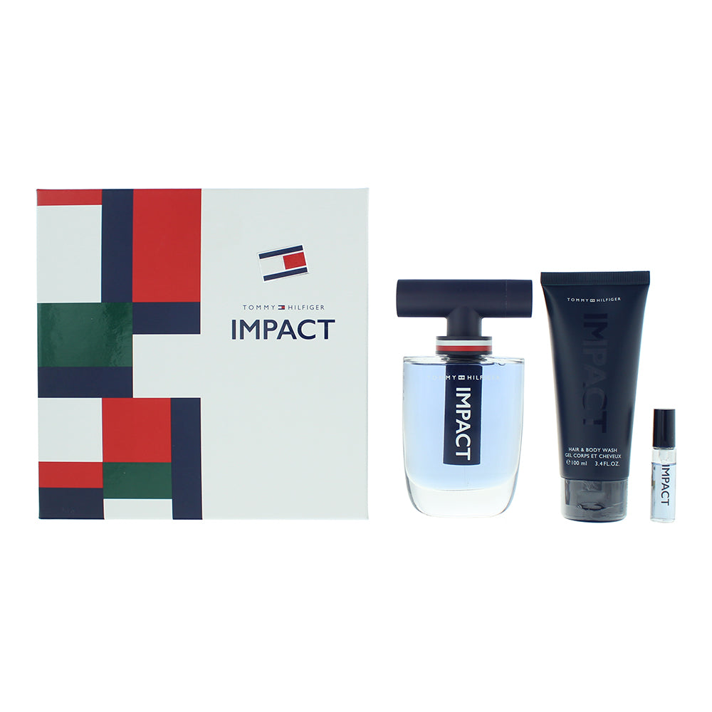 Tommy Hilfiger Impact 3 Piece Gift Set Eau de Toilette 100ml Eau de Toilette 4ml Body Wash 100ml