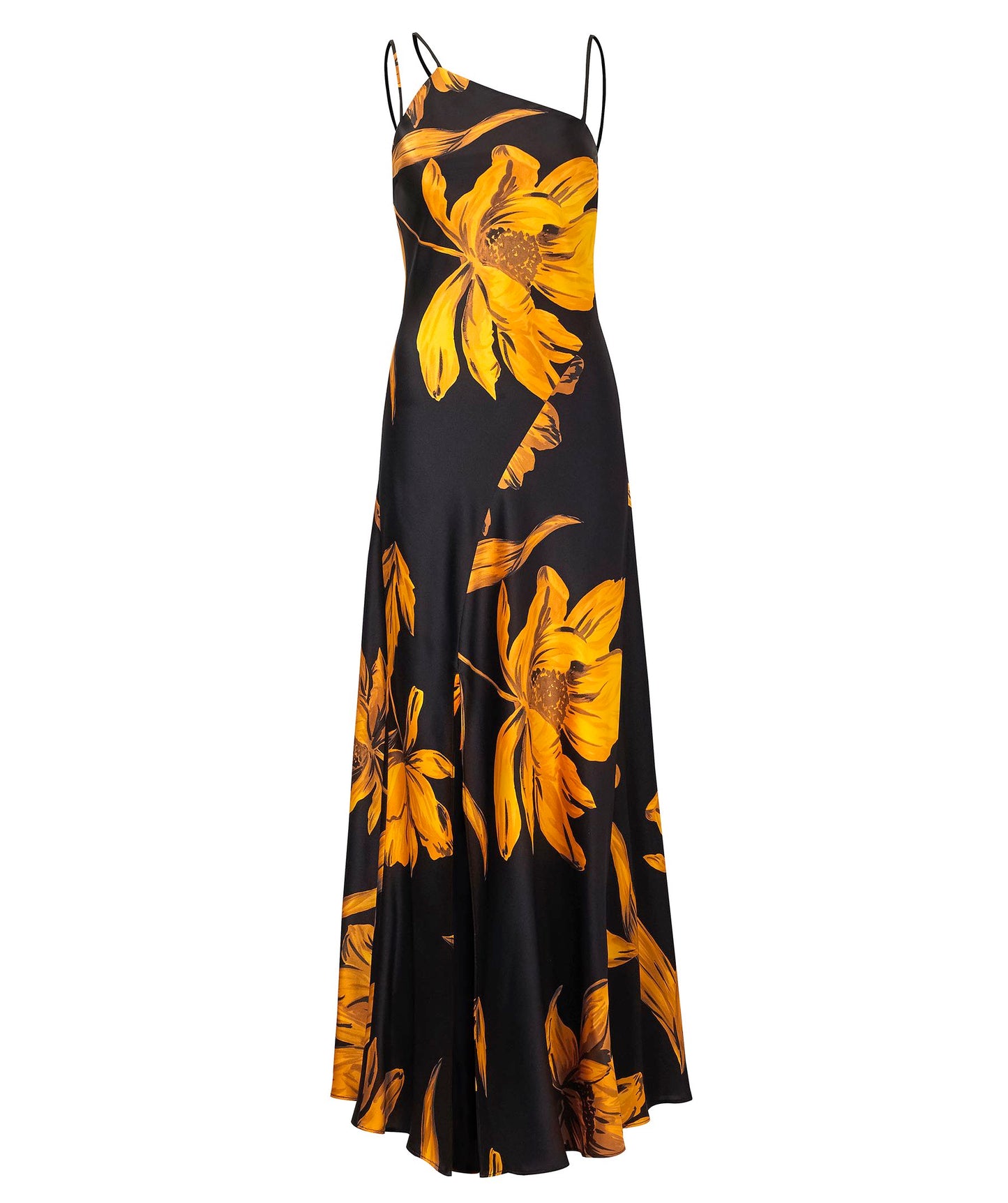Outline London womens Central Maxi dress in Black&Amber