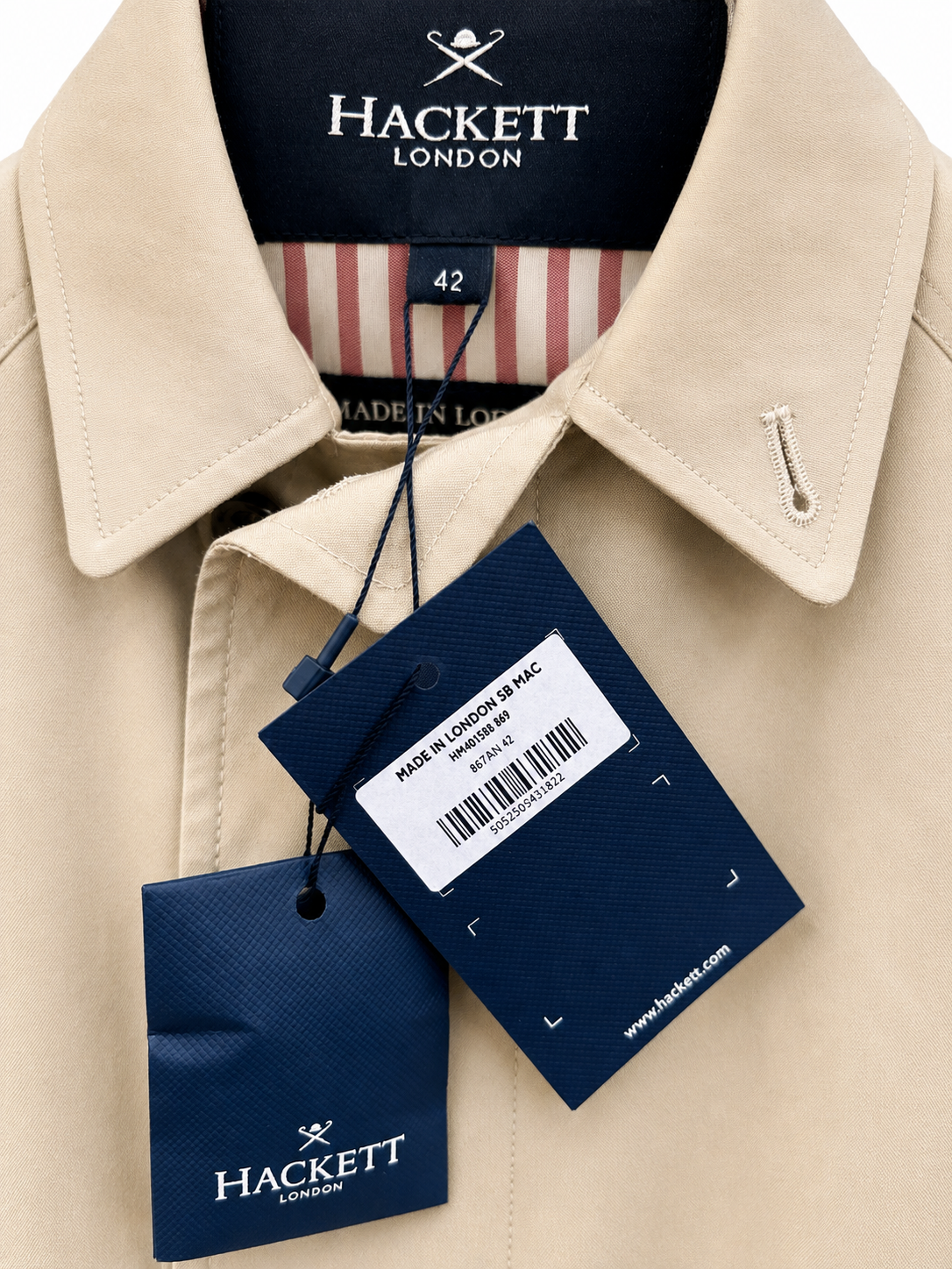 Mens Hackett London Mac Coat 42R in beige