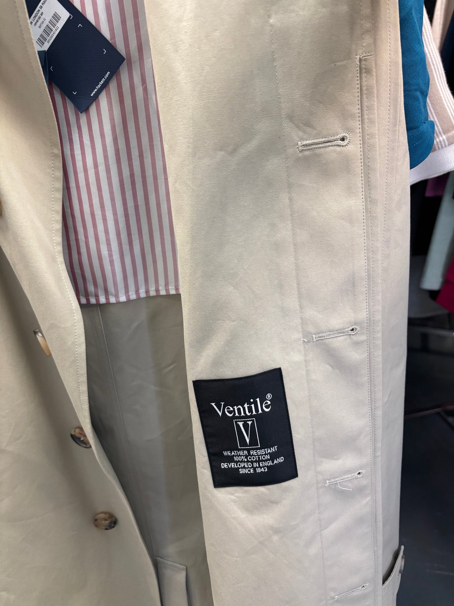 Mens Hackett London Mac Coat 42R in beige