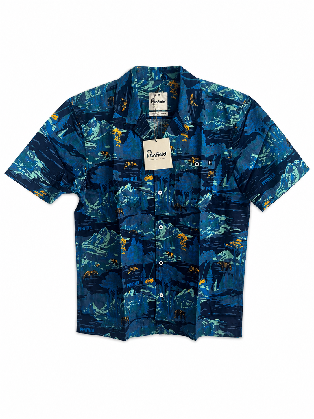 Men’s Penfield short sleeved shirt in blues