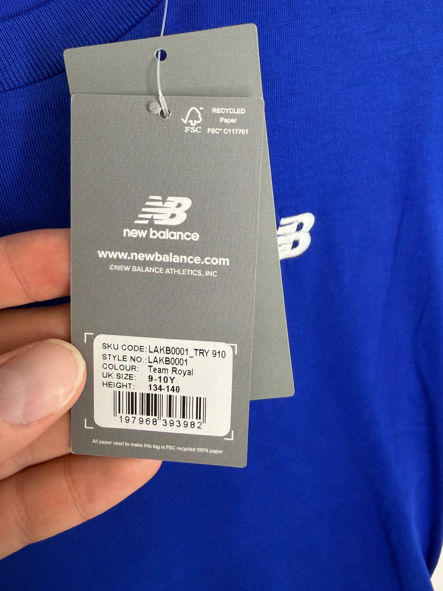 New Balance Boys 9 - 10 years T-shirt Blue