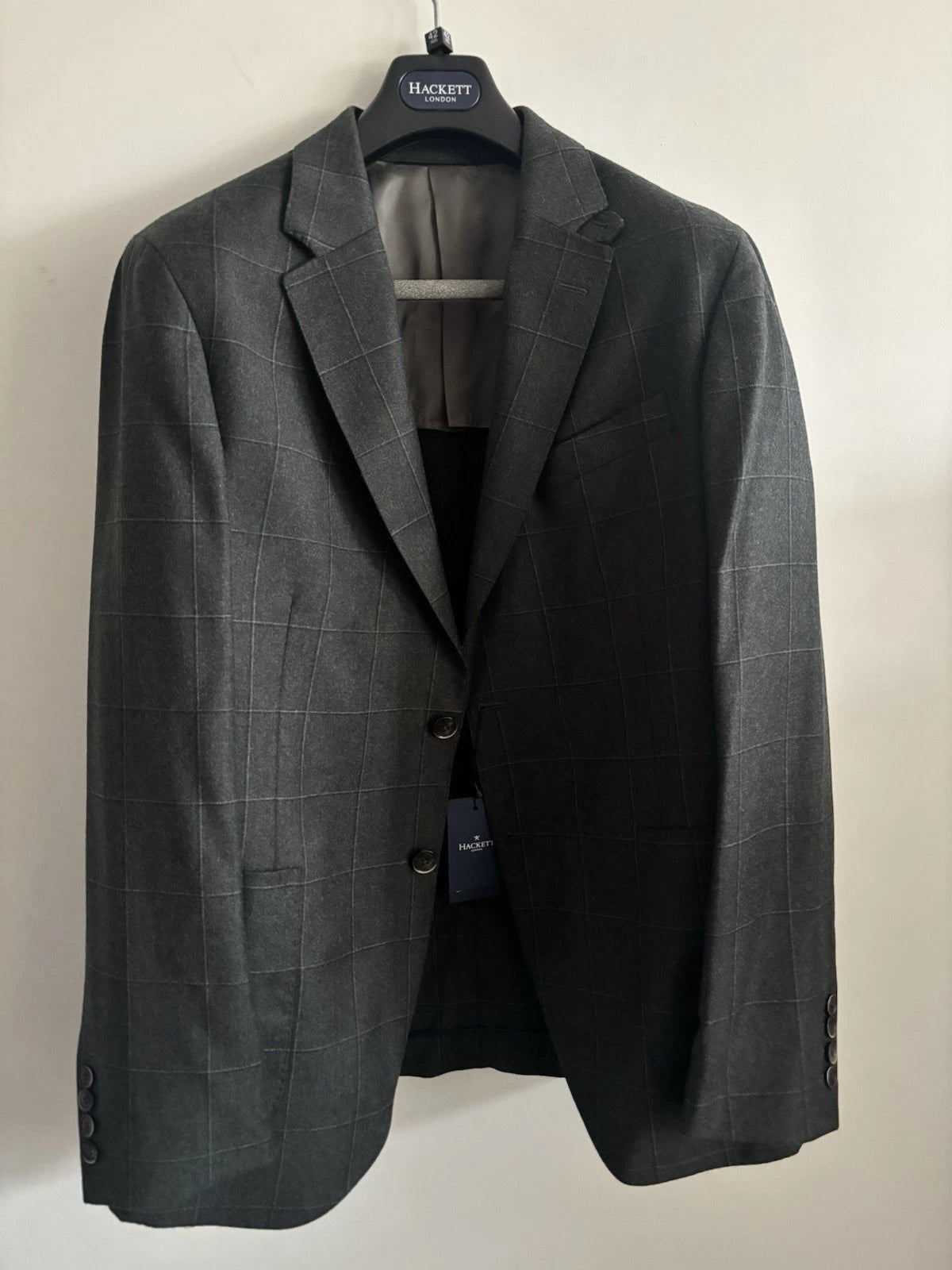 Men's Hackett Check Wool Blazer In Olive Size 42R